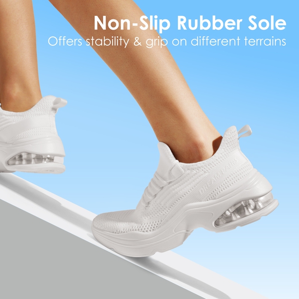 Breathable Knit Air Cushion Sneakers - WHITE - 4